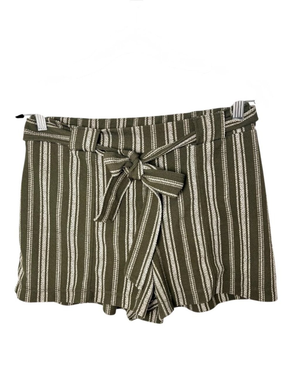 No Boundaries Green White Striped Tie Waist Shorts Size Large 11-13
